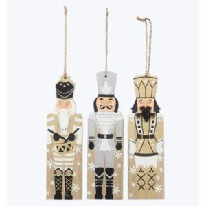 Gold and Silver Wooden Nutcracker Ornament Set of Three, Boutique Collection
